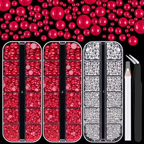 Clear Crystals + Red Pearls