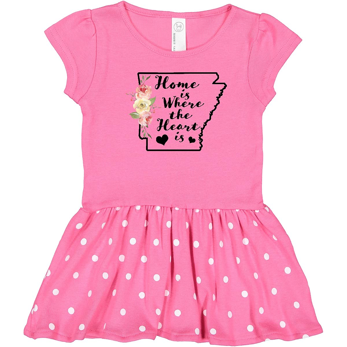 Inktastic Arkansas Home Where The Heart Is Watercolor Floral Toddler Dress - Cute Baby Girl Outfit for Family Photos, Birthday Parties & Special Occasions