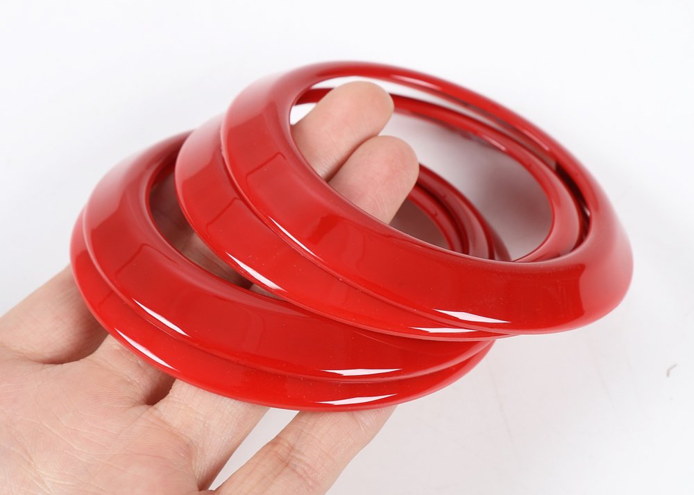 ABS Air Vent Cover Trim Frame for Jeep Wrangler 2007-2010 - Red AC Outlet Decoration Ring, Sticker & Accessories - Perfect for Car Interior Customization & Off-Road Style Enhancement