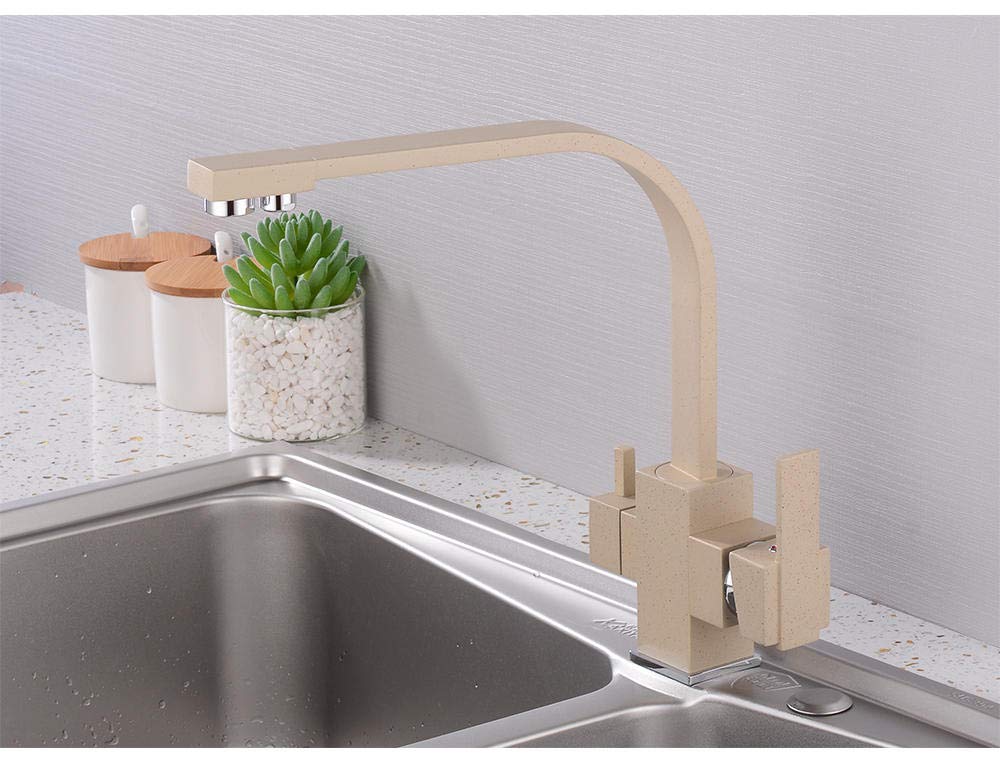 360° Rotating Chrome Kitchen Faucet with Water Purification - Deck Mounted Mixer Tap for Modern Kitchens