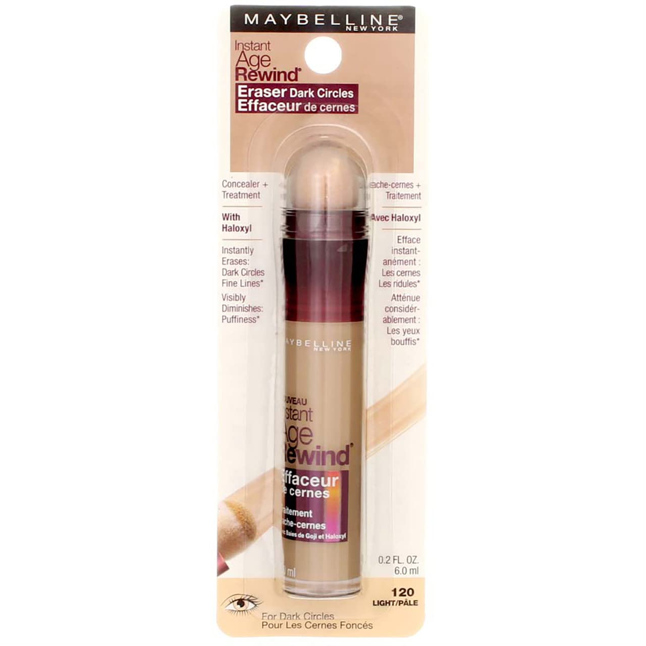 Maybelline Instant Age Rewind Eraser Dark Circles Treatment Concealer - Light 0.2 oz (Pack of 12) | Under Eye Brightening & Anti-Aging Makeup for Daily Coverage & Flawless Finish