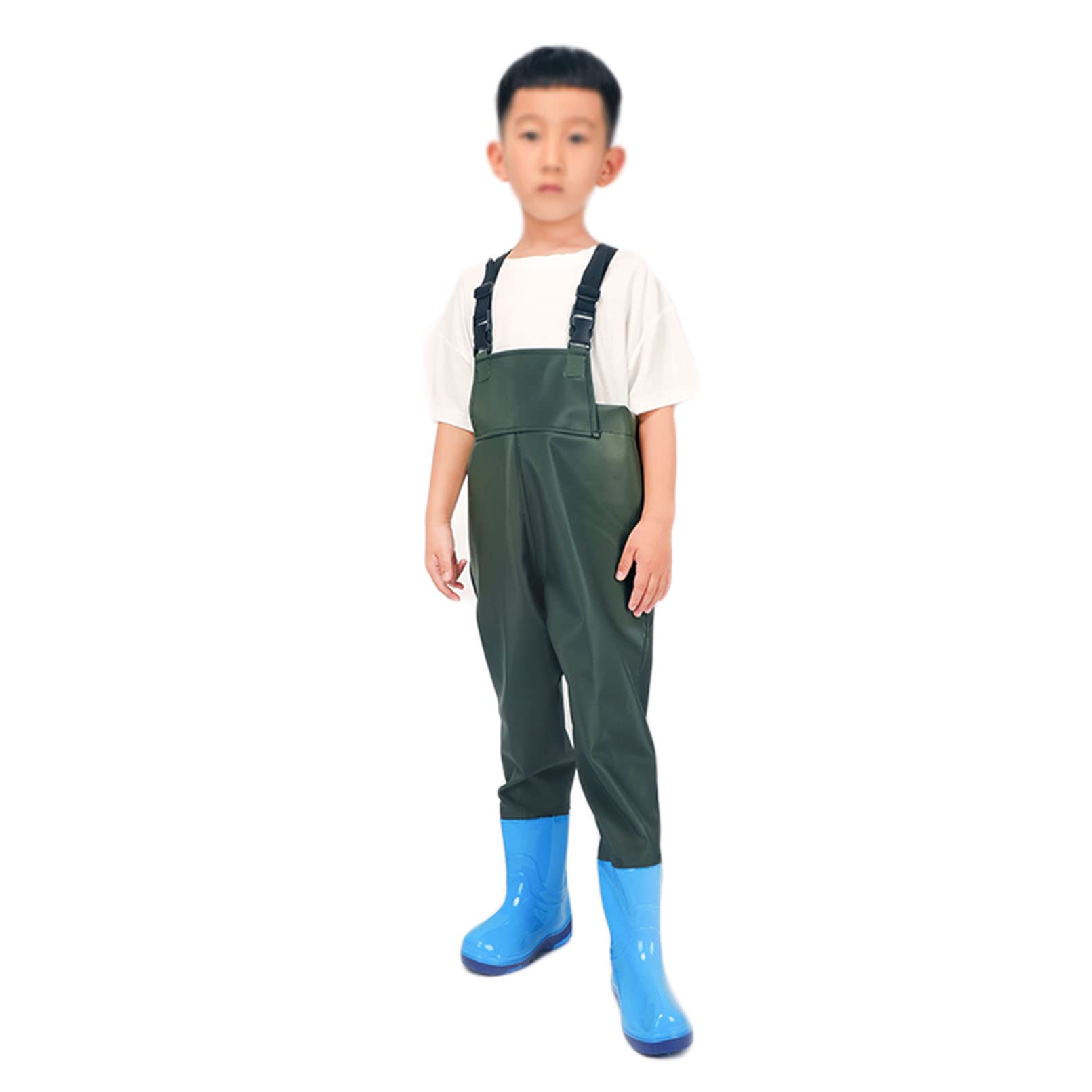 **Kids Waterproof Fishing Waders with Non-Slip Boots - Green, Size 27EU - Ideal for Water Play, Sand Play, and Outdoor Adventures**