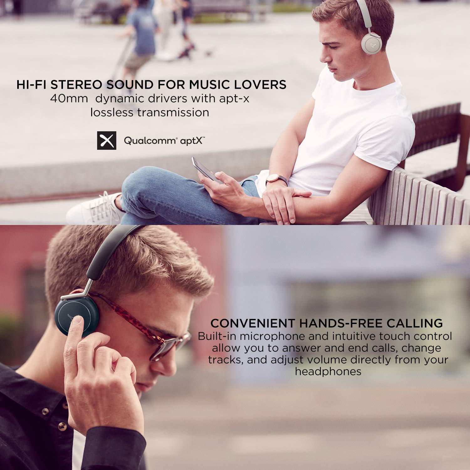 Libratone Q Adapt Wireless Bluetooth Over-Ear Headphones with Active Noise Cancelling, CSR 8670 Chip, aptX Hi-Fi Sound & Deep Bass, 20H Playtime - Perfect for Travel, Work, TV Watching & Commuting (White)