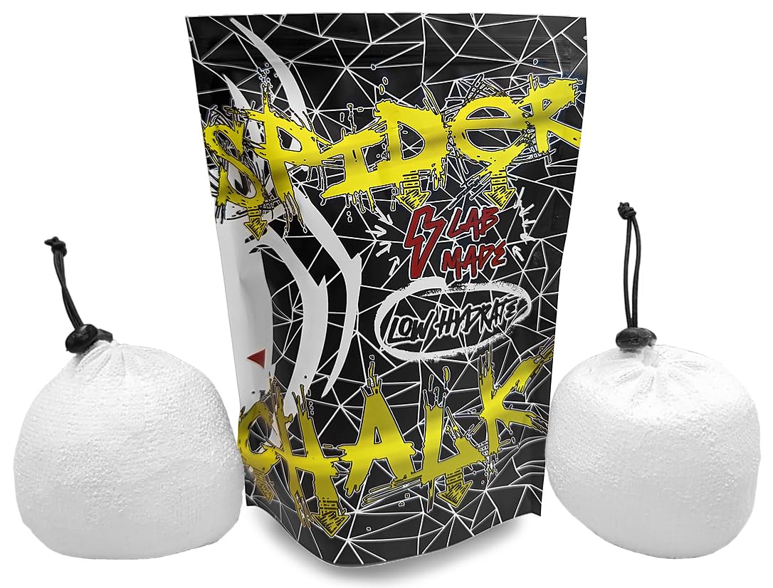 SPIDER CHALK Refillable Climbing Chalk Ball 2-Pack (3oz Each) - Premium Lab-Grade Chalk for Powerlifting, Weightlifting & Rock Climbing | Extra Large Gym Chalk Sock for Enhanced Grip | Ideal for CrossFit, Gymnastics & Bouldering