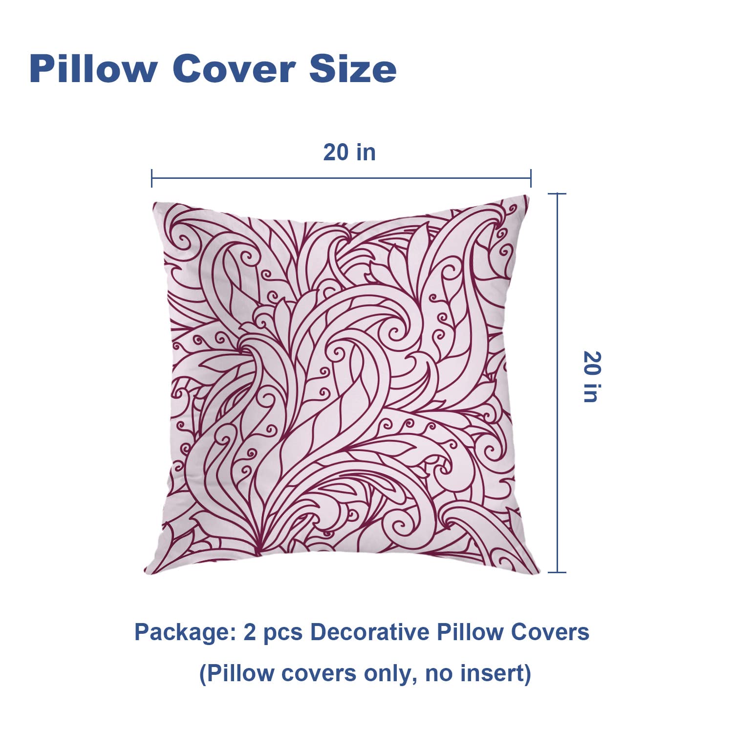 Batmerry Floral Throw Pillow Covers 20x20 Inch - Elegant Modern Decorative Sofa Cushion Covers with Invisible Zipper, Blended Fabric for Living Room, Bedroom & Home Decor - Perfect for Couches, Beds and Accent Furniture