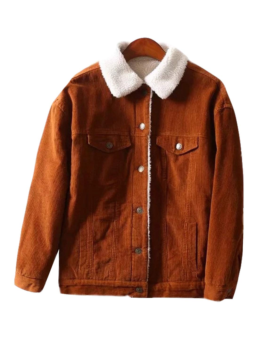 Vintage Corduroy Sherpa Fleece Lined Jacket for Women - Warm Winter Coat with Thick Insulation - Perfect for Outdoor Activities, Casual Wear & Cold Weather Fashion