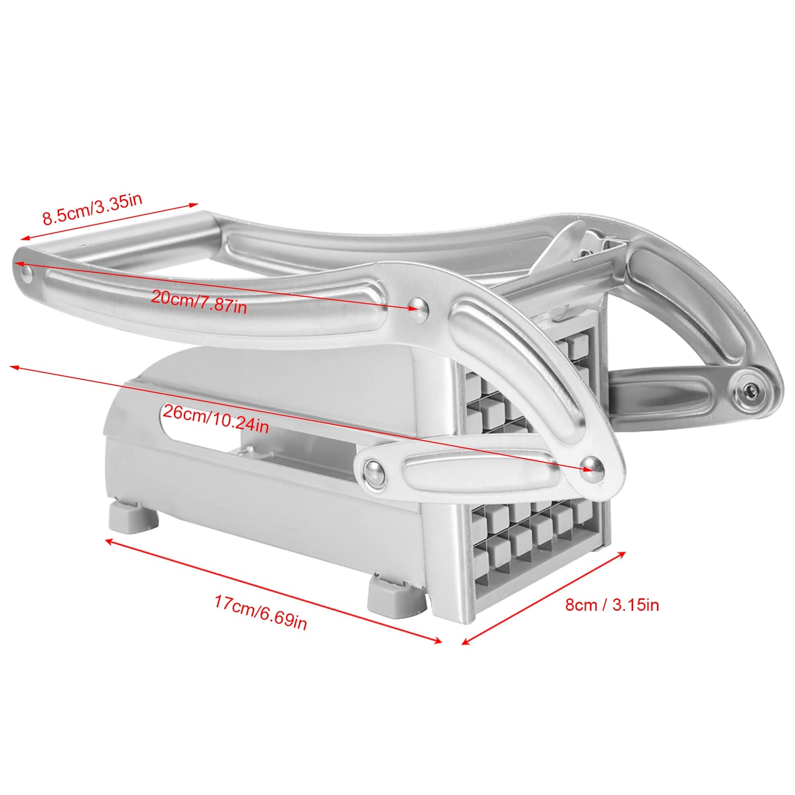 Premium Stainless Steel French Fry Cutter - 10 x 5 Inch Potato Chip Maker, Vegetable Chopper & Dicer for Home Kitchen - Perfect for Making Crispy Fries, Veggie Sticks & Salad Prep