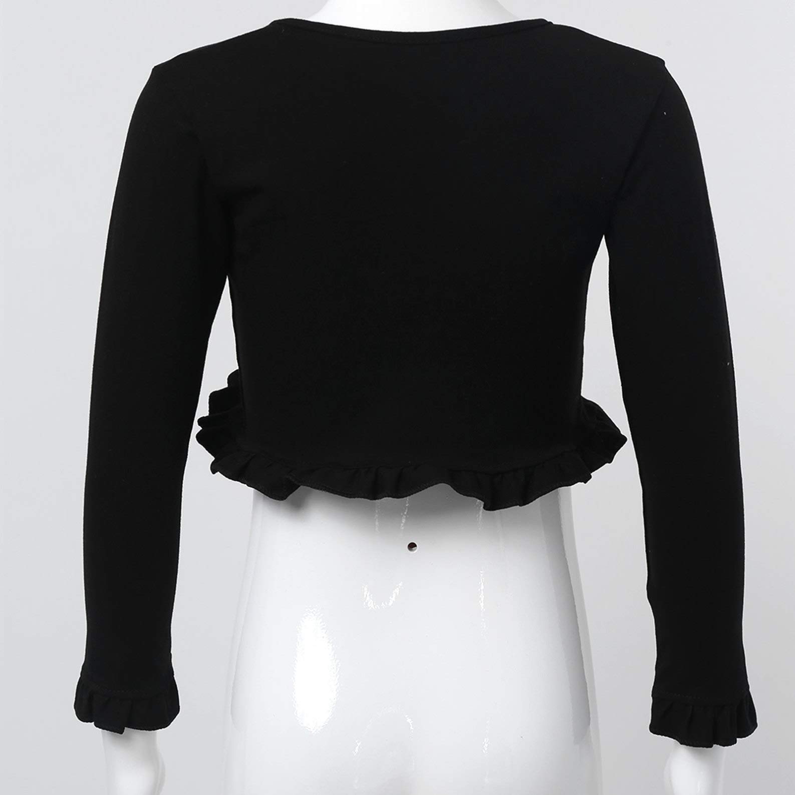 Freebily Girls Ballet Dance Cardigan - V Neck Knit Wrap Top for Kids, Warm-up Crop Coat, Gym Outerwear, Bolero Shrug Sweater - Perfect for Dance Class, Rehearsals & Performance