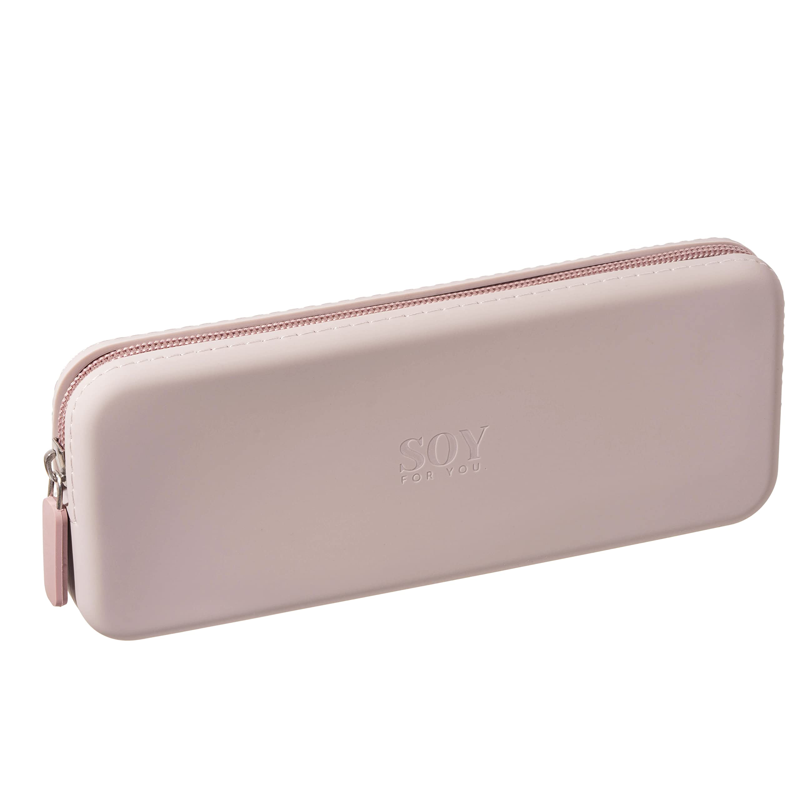 Trendy Silicone Travel Makeup Bag - Waterproof Cosmetic Organizer for Brushes & Makeup Tools, Portable Washable Brush Pouch Holder, Dusty Pink - Perfect for Travel, Gym & Daily Makeup Storage
