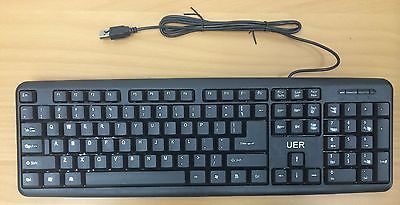 UER USB Wired Keyboard - Standard Size, Black | Ergonomic Computer Keyboard for Office, Gaming & Home Use