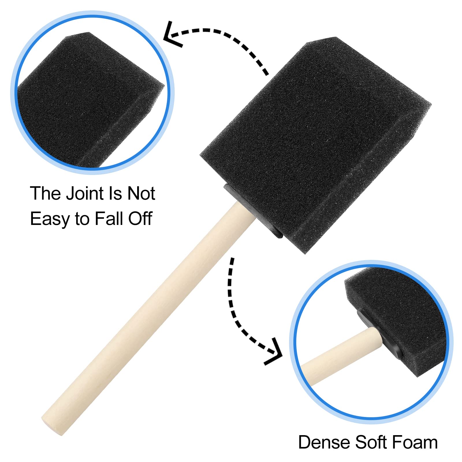 20 Pcs 2 Inch Foam Paint Brushes with Wood Handle - Sponge Brushes for Painting, Staining, Varnishing & DIY Crafts - Perfect for Home Decor, Furniture Refinishing & Art Projects