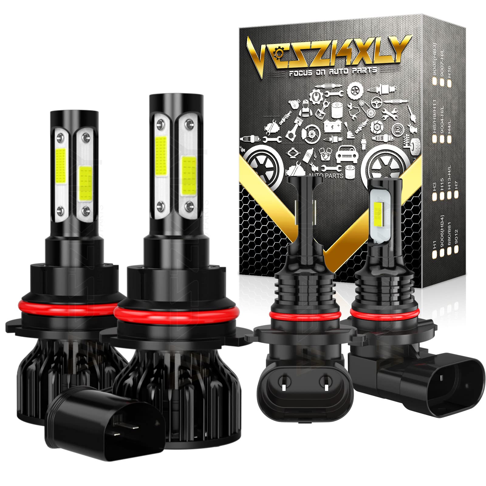 Ford F150 (1999-2003) LED Headlight Bulbs - 9007/HB5 High Low Beam & 9006/HB4 Fog Light Bulbs - Pack of 4 - Super Bright White Light - Easy Installation - Perfect for Night Driving & Off-Road Adventures