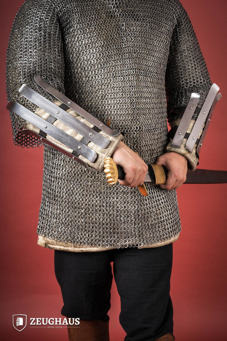 Viking Bracers - 1.6mm Polished Stainless Steel Arm Bracelets for Men - Perfect for LARP, Cosplay, and Medieval Reenactment
