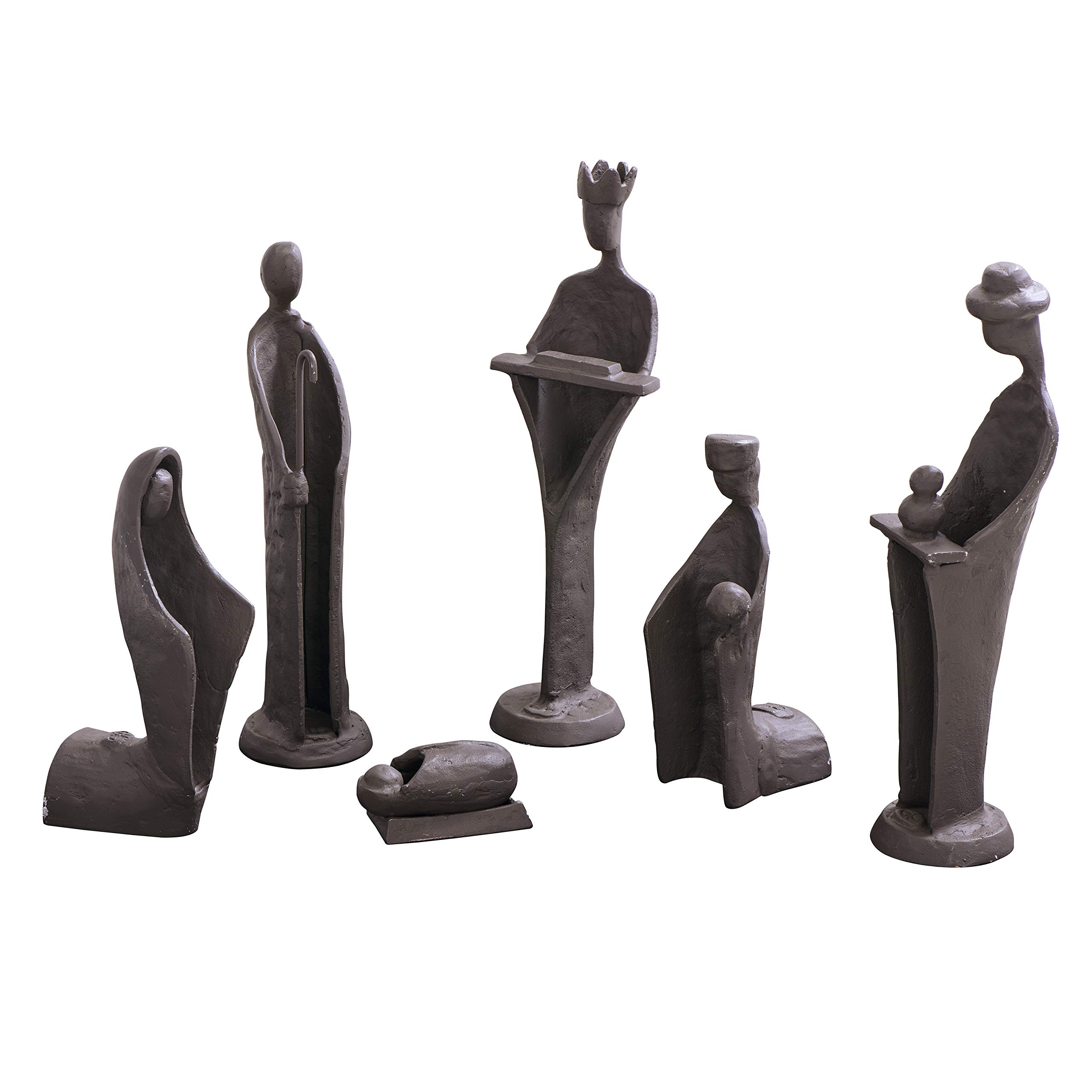 Danya B. Modern Christmas Nativity Scene Set - 9-Inch Iron Manger with Baby Jesus, Mary, Joseph & Three Wise Men for Holiday Home Decor, Church Display & Gift Giving