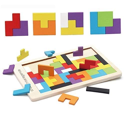 Wooden Russian Blocks Puzzle Set for Kids & Adults - 40 PCS Brain Teaser Toy with Storage Bag, Educational Gift for Ages 3-8 | Family Game Night, Classroom Learning & Travel Activity