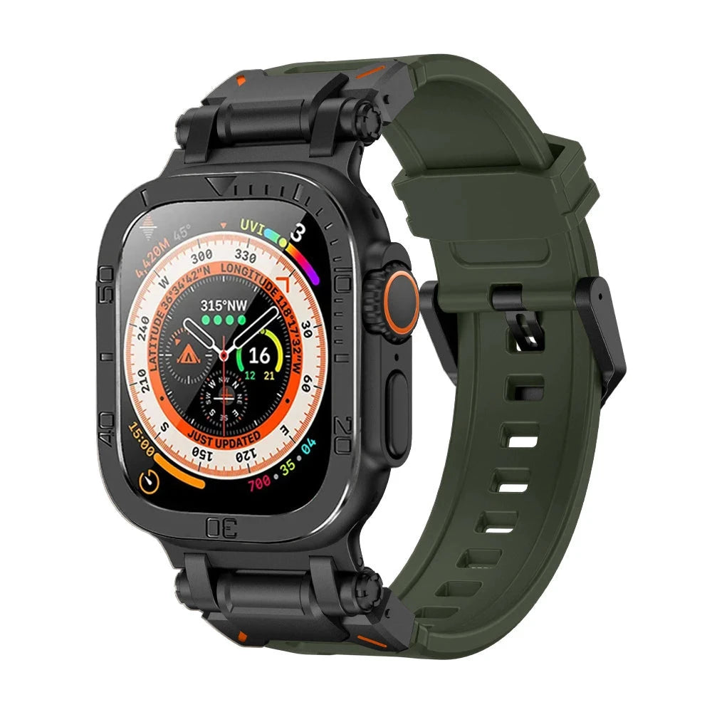 Durable Silicone Band with Stainless Steel Case & Tempered Glass - Perfect for Outdoor Sports, Fitness & Everyday Wear
