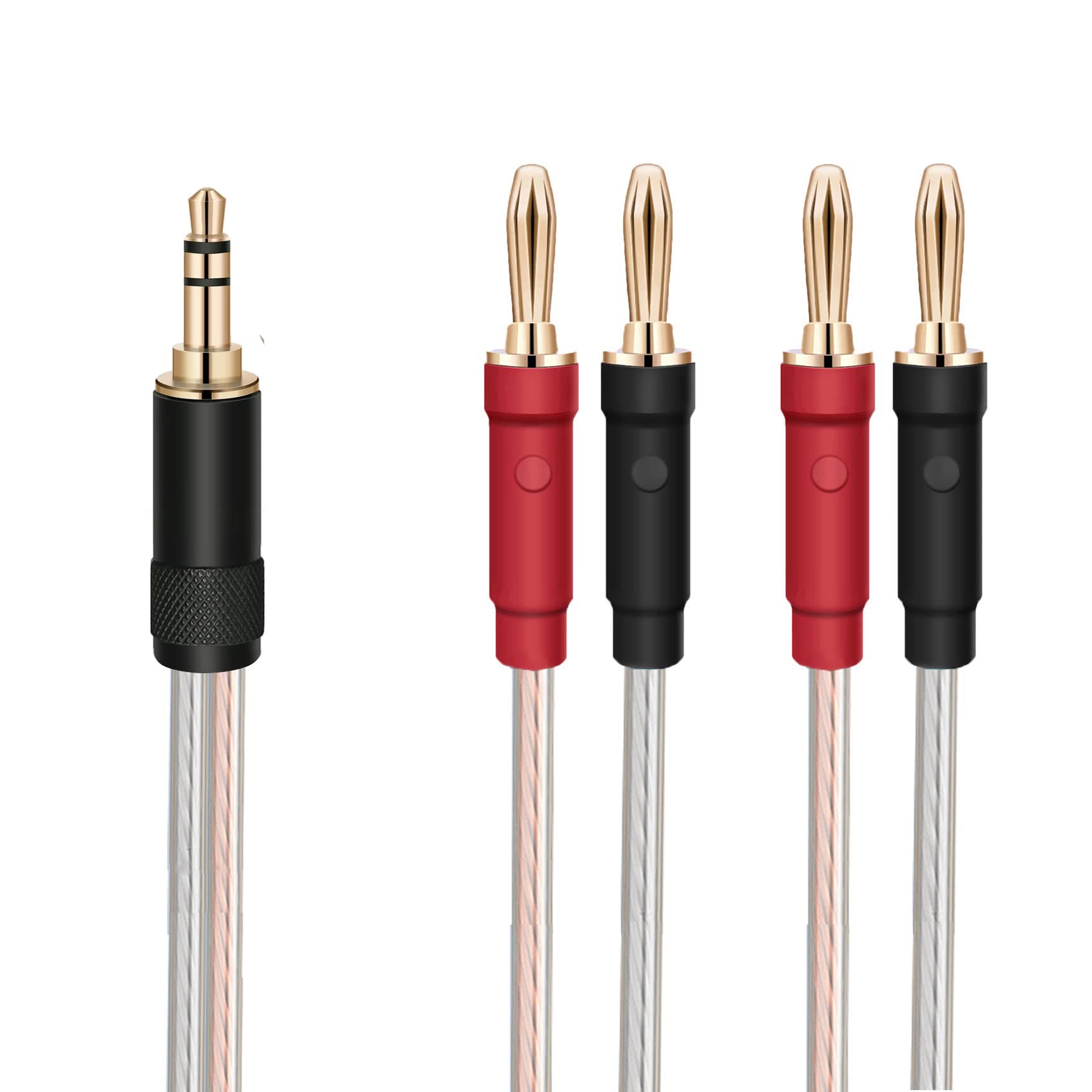 Gotor 3.5mm Male to 4 Banana Plug Speaker Cable - 1M Audio Extension Cord for Home Theater, Car Audio, PA Systems & Studio Monitors