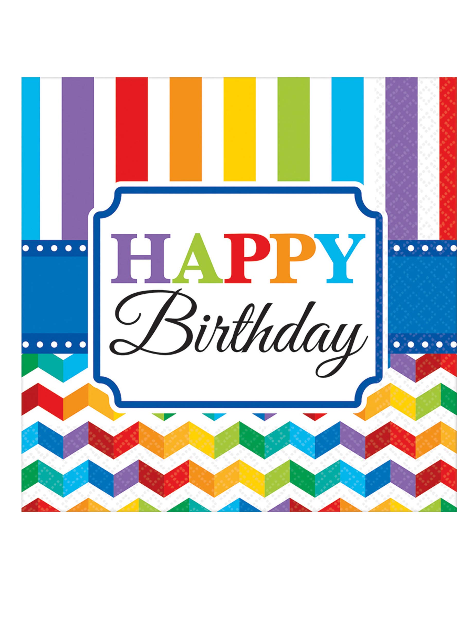 Amscan Colorful Luncheon Napkins - 16-Piece Party Supplies Set for Birthday, Wedding & Holiday Celebrations