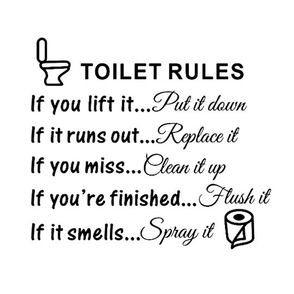 Modern Removable Waterproof Vinyl Wall Sticker - DIY Bathroom Glass Door Decals for Home Decor, Self-Adhesive Art Mural (Perfect for Toilet Rules, Kids Room & Kitchen Decor)