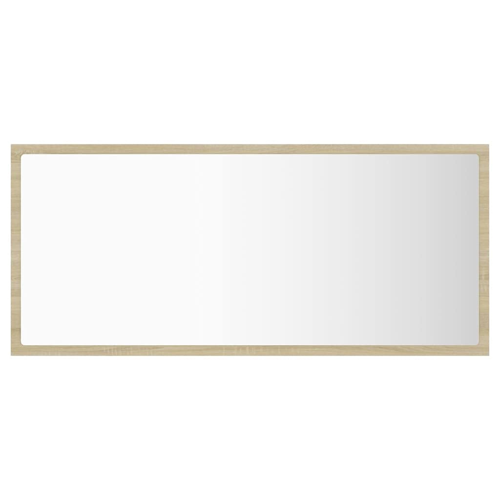 LED Bathroom Mirror with Lights - Acrylic Vanity Mirror for Makeup, Wall Mounted Decorative Mirror, Sonoma Oak Finish, 35.4