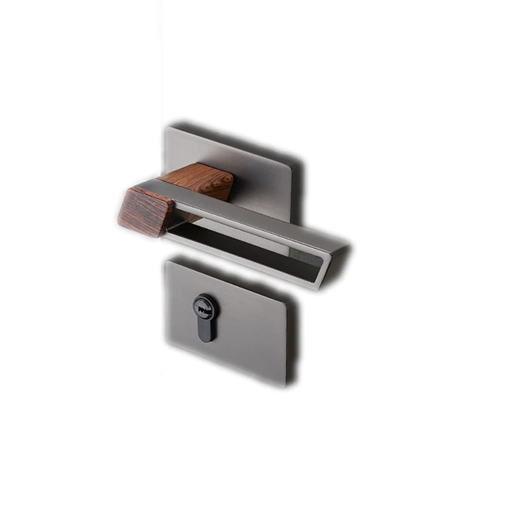 Quiet Magnetic Door Knob Lever Lock with Key - Gray Bathroom Bedroom Study Kitchen Door Handle for Noise Reduction & Privacy Protection | Perfect for Homes, Offices & Rental Properties