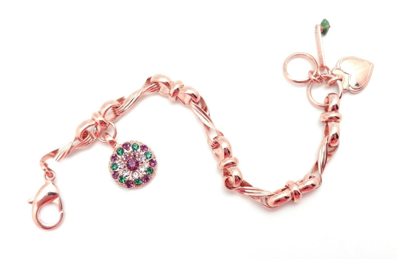 Mariana Tigris Rose Gold Guardian Angel Bracelet with Dark Purple & Green Crystals - Elegant Jewelry for Women, Gift for Her, Spiritual Protection, Everyday Wear & Special Occasions