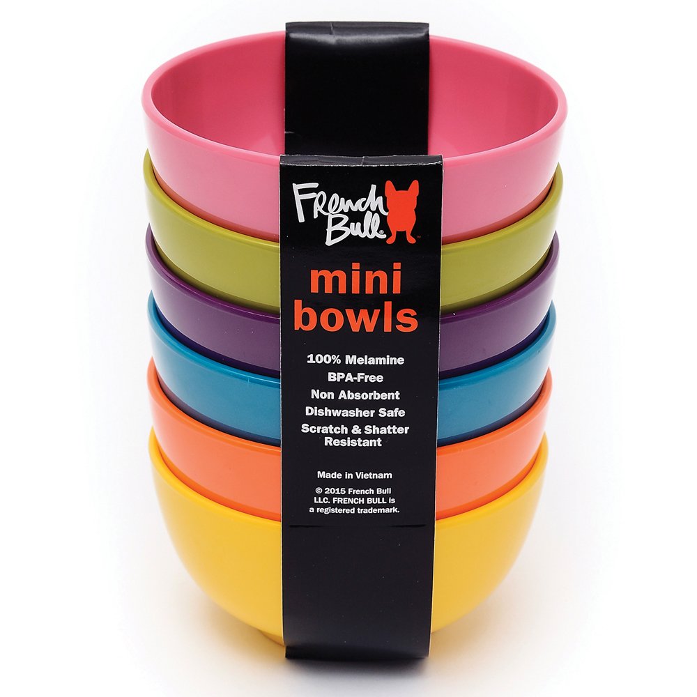 French Bulldog Melamine Mini Bowls Set - 4-Piece Snack Bowls for Side Dishes, Desserts, Dipping Sauces & Ice Cream | Durable & Lightweight Melamine Tableware | Perfect for Parties, Picnics & Kids Meals