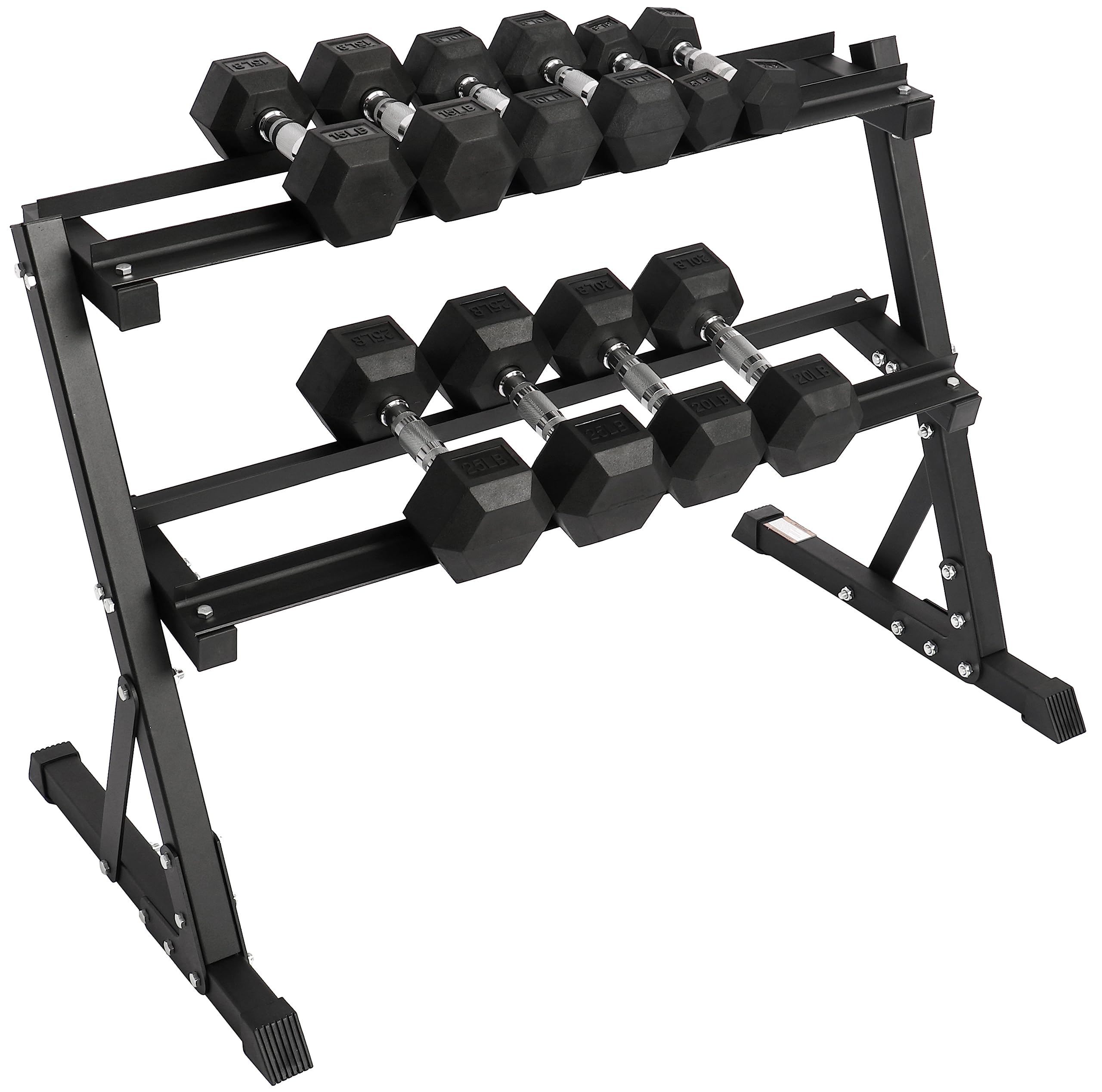 Premium Rubber Coated Hex Dumbbell Set - 5-50lbs Weight Options for Home Gym, Strength Training & CrossFit Workouts | Anti-Roll Design & Shock-Absorbing Rubber