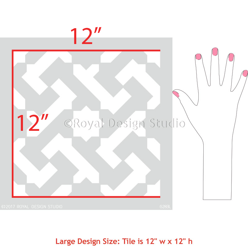 Safi Large Tile Stencil for DIY Home Decor - Perfect for Bathroom, Kitchen, and Floor Tile Patterns