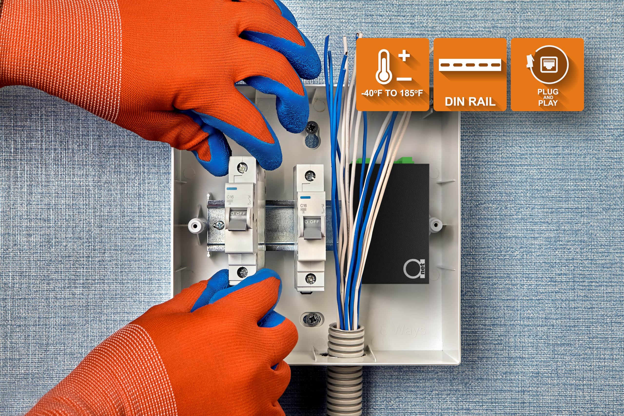 DIN-Rail Mount Ethernet Extender - 10/100 BaseT, 1000m (3280ft) Range Over 2-Wire/BNC, 12-24VDC, Plug & Play | Low Power, Compact Design for Industrial Automation, Security Systems & Remote Monitoring