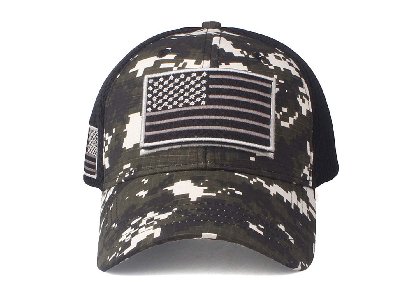 Anna-Kaci Camouflage Tactical Baseball Cap with USA Flag Patch - Military Style Trucker Hat for Outdoor, Hunting & Special Forces Enthusiasts
