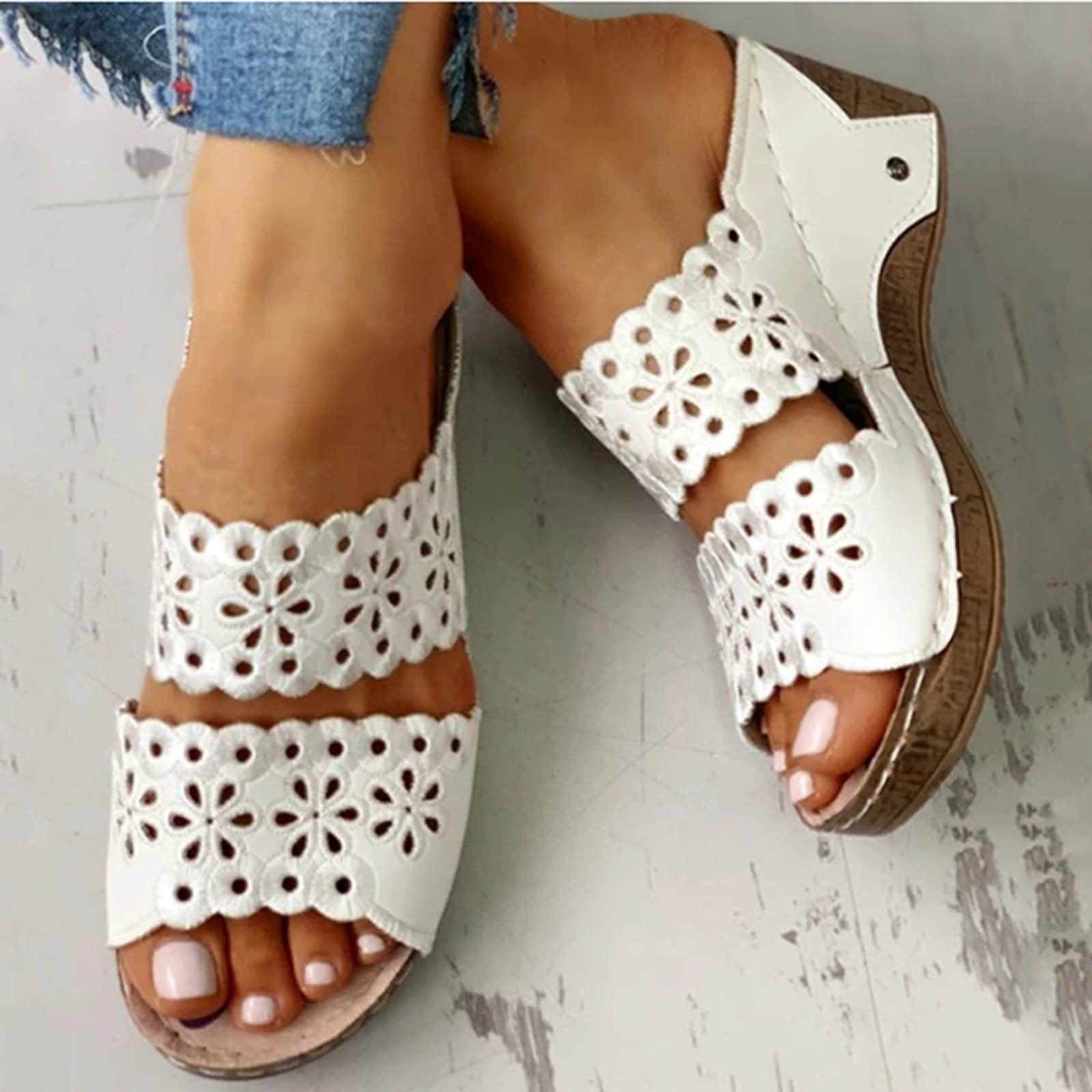 Stylish Women's Open Toe Hollow Out Wedge Sandals - Breathable Summer Slip-On Platform Shoes for Casual Wear | Perfect for Beach, Vacation, and Everyday Outfits