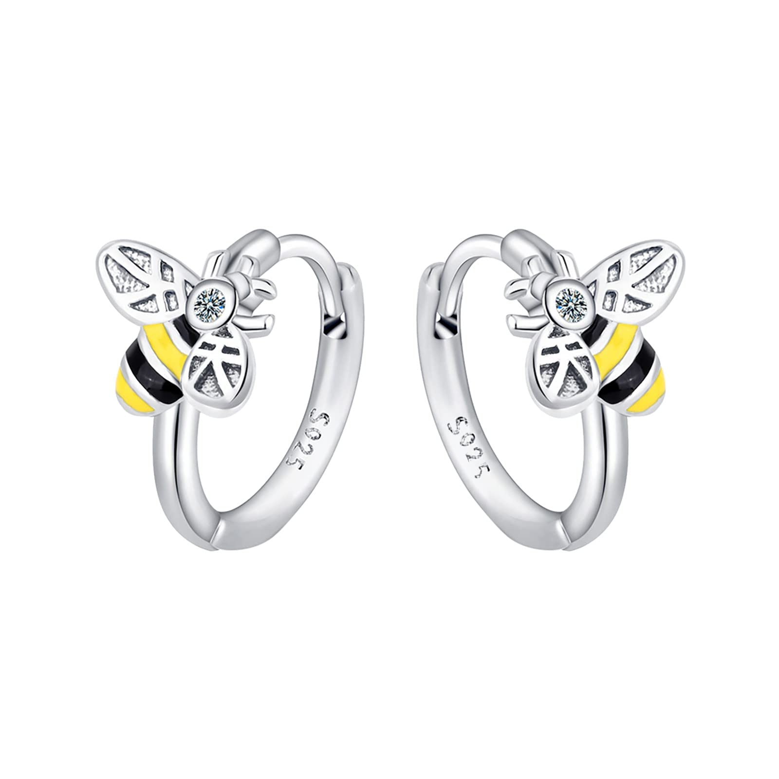 Dainty Bee Stud Earrings - Small Diamond & Animal Earrings with Glue Buckle - Sweet & Simple Multicolor Earring Pack for Women - Perfect for Everyday Wear, Parties & Gifts