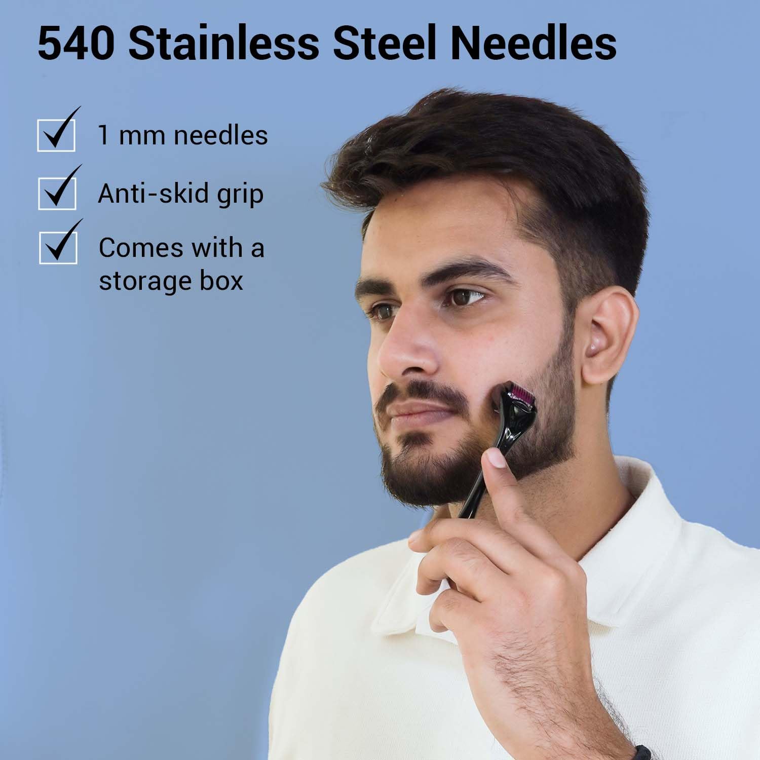 Sotrue 1mm Derma Roller with 540 Stainless Steel Needles for Hair Growth & Thickening | Repair Damaged Hair, Activate Hair Follicles | Reduce Hair Fall & Acne Scars | Safe & Effective Skin Care Tool | Perfect for At-Home Hair Regrowth Treatments & Facial Scar Reduction