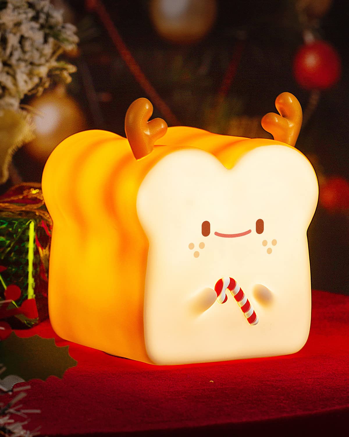 Deer Toast Lamp Bread Night Light - USB Rechargeable Touch Sensor Nightlight with 1 Hour Timer, Cute Christmas Gift for Women & Girls, Portable Silicone Kids Light for Nursery, Bedroom Decor & Cozy Ambiance