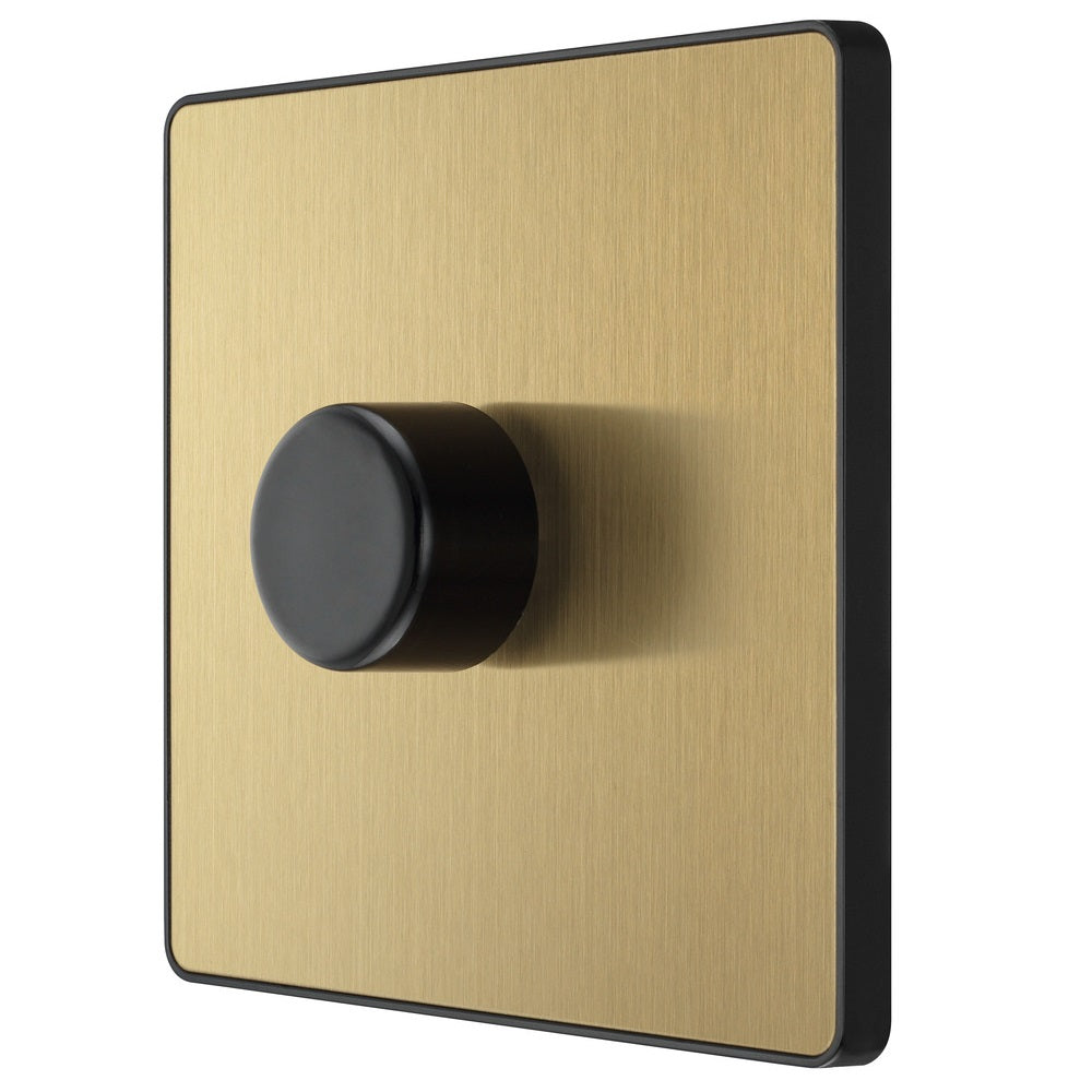BG Evolve Satin Brass 1G Dimmer Switch PCDSB81B - Modern Single Gang Light Dimmer for Home & Office Lighting Control