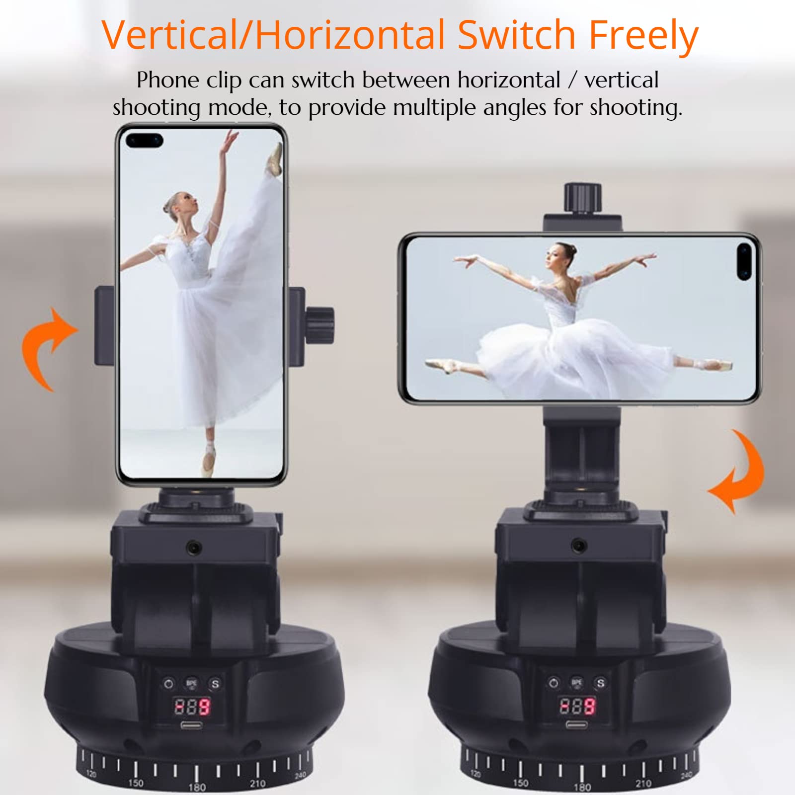Yctze Motorized Panoramic Tripod Head - 360° Rotating 2.4G Wireless Remote Pan Tilt Head with Remote Control & Phone Clip for DSLR, Mirrorless Cameras & Smartphones - Perfect for Time-Lapse Photography, Vlogging & Live Streaming