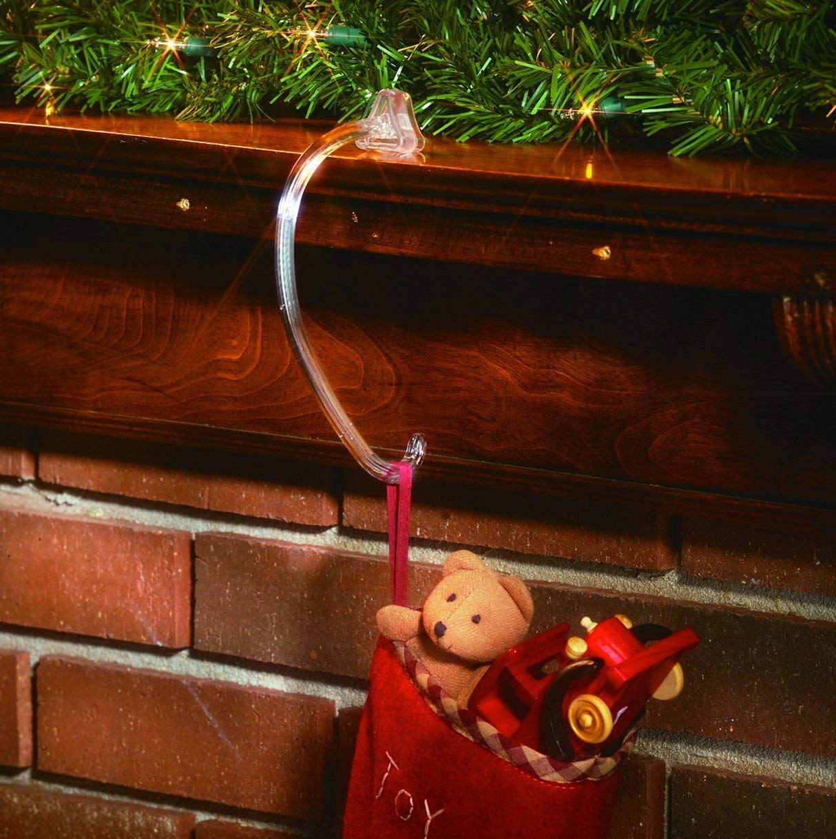 8 Christmas Safety Grip Stocking Holders - Damage-Free Hanging for Fireplace Mantel, Holiday Decor - Perfect for Xmas Tree, Gift Exchange & Family Gatherings