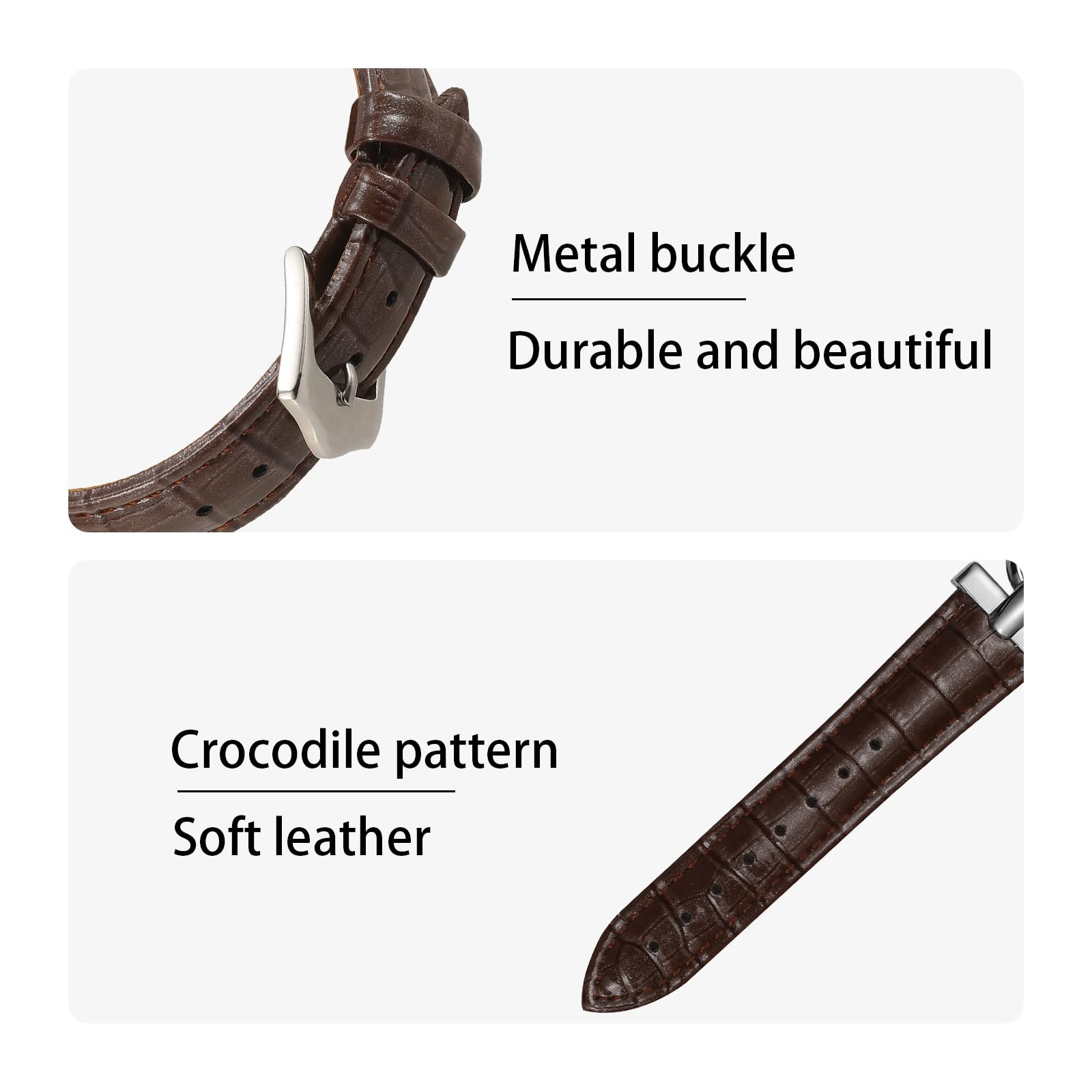 Premium Alligator Leather Watch Bands for Apple Watch 38mm-49mm - Compatible with Series 8/SE/7/6/5/4/3 - D-Shape Metal Buckle Women's Wristband Strap - Perfect for Workouts, Office & Casual Wear