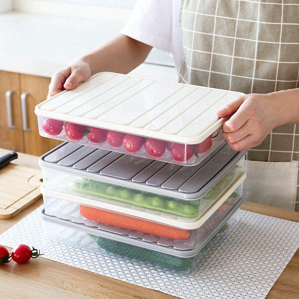 Clear Plastic Food Storage Containers with Lids 11.02×8.85×1.81 Inches - 2 Pack Large Vegetable Organizer Bins for Refrigerator, Crisper Drawer & Pantry - Keep Fruits, Veggies & Leftovers Fresh - Kitchen Organization & Meal Prep Essentials