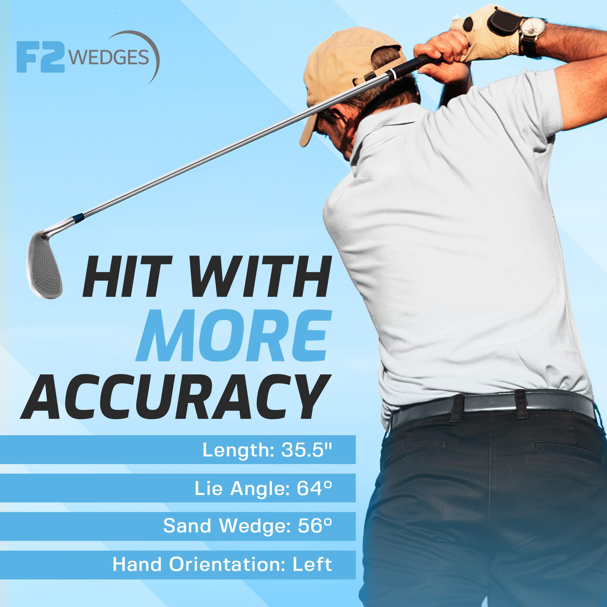 F2 Wave Wedge - High Performance Steel Shaft Golf Wedge for Superior Accuracy | Shank-Proof Design for Smooth Turf Interaction | Perfect for Short Game Shots, Bunker Play & Approach Shots on Golf Course