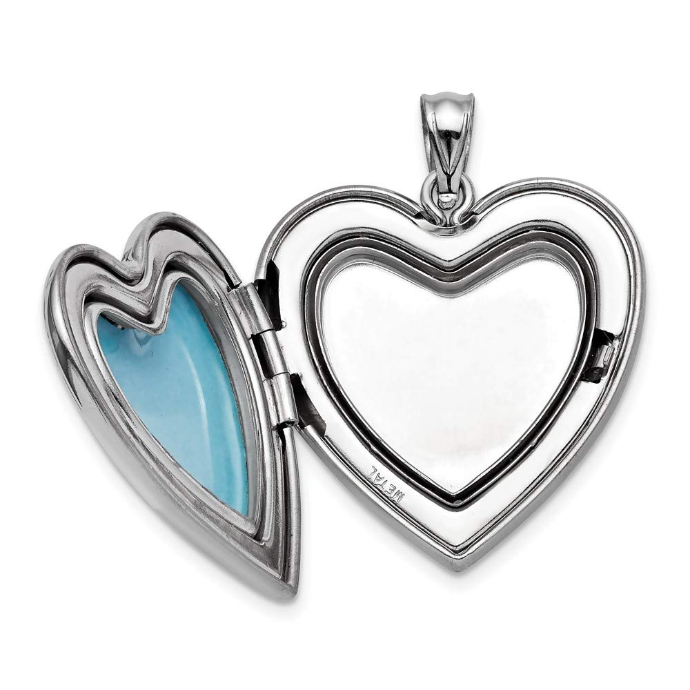 925 Sterling Silver Heart Locket Pendant with Enameled Rose Ash Holder - 32mm x 24mm - Perfect for Memorial Jewelry, Keepsakes & Gifts for Loved Ones