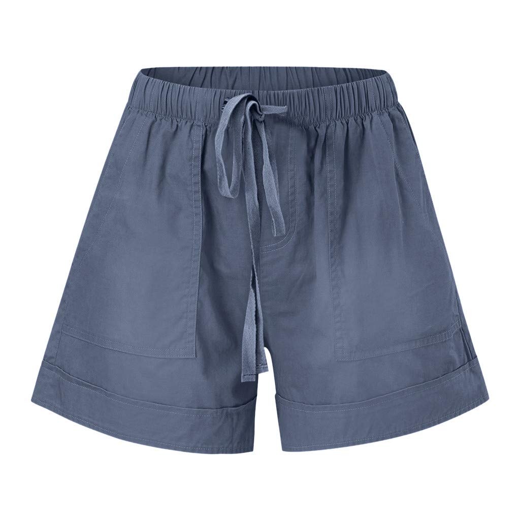 Women's Summer Shorts - Elastic Waist Comfy Beach Shorts with Pockets for Outdoor & Travel