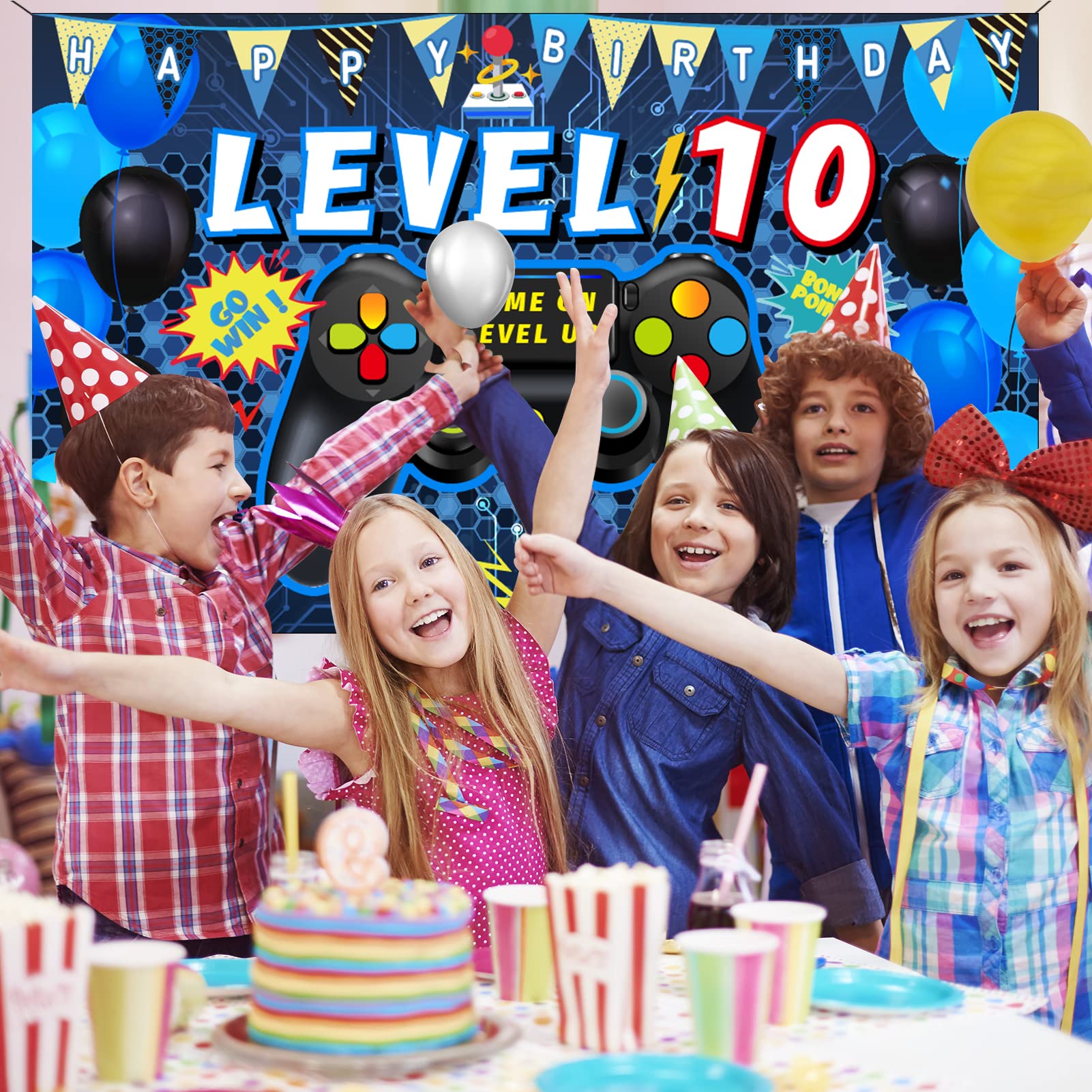 Vlipoeasn 10th Birthday Party Decorations for Boys - Video Game Theme Backdrop & Supplies for 10 Year Old's Celebration | Perfect for Gaming Themed Parties, Streamer Events & Kids Birthday Decor