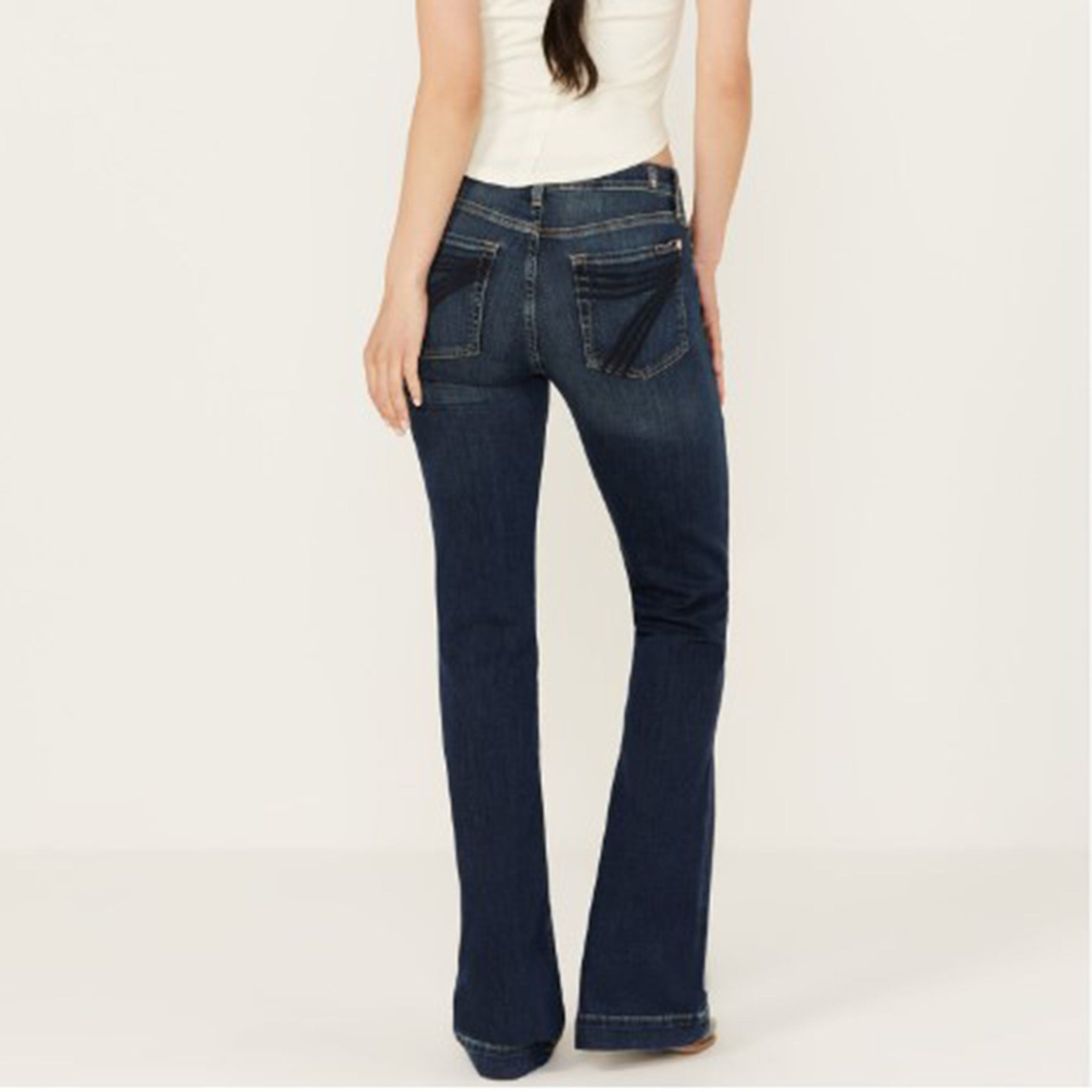 7 For All Mankind Women's Dark Wash ATF Trouser Jeans - Slim Fit Stretch Denim Pants for Work, Casual & Night Out