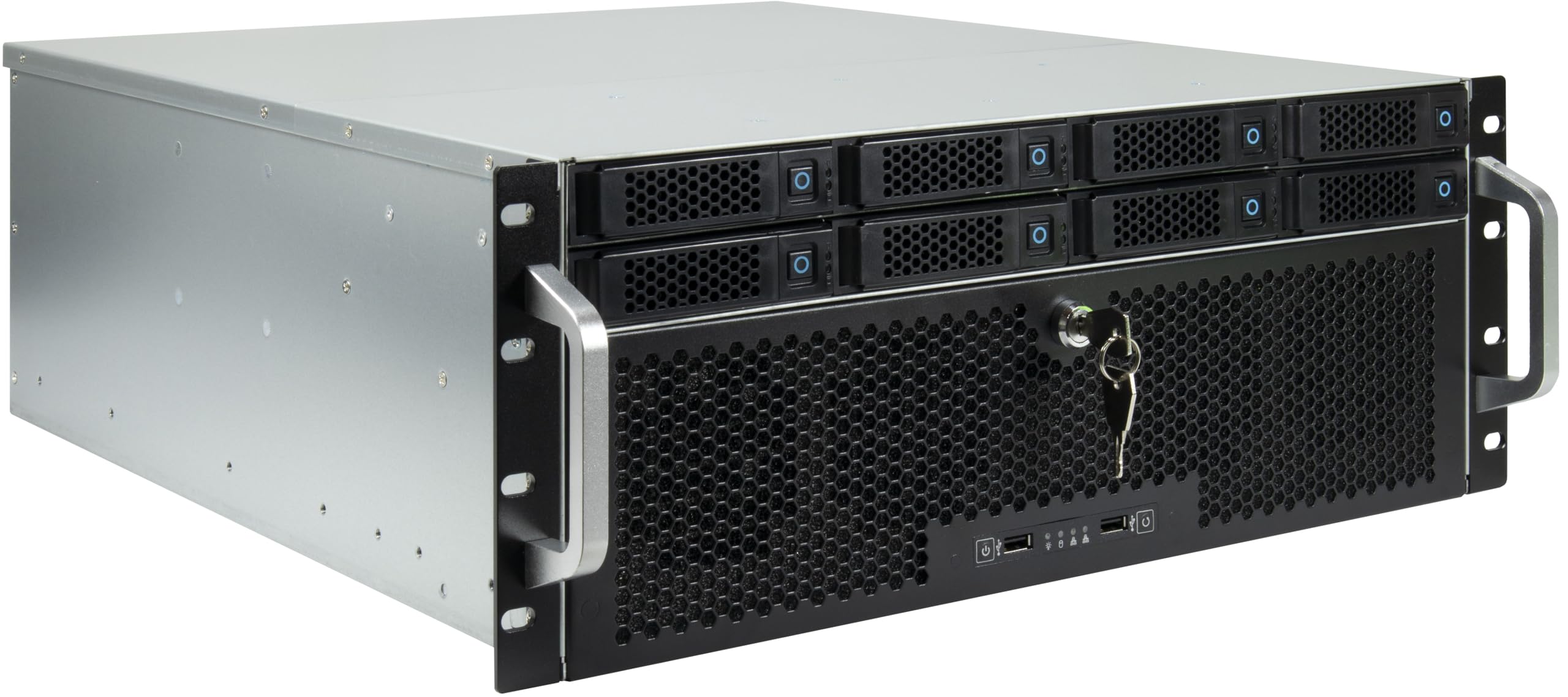 Inter-Tech 4U 8-Bay Hot-Swap Rackmount Storage Enclosure (Model 4708) with 4x 80mm Cooling Fans & Dual SFF-8643 Ports - Perfect for Data Centers, Server Rooms, and Enterprise Storage Solutions