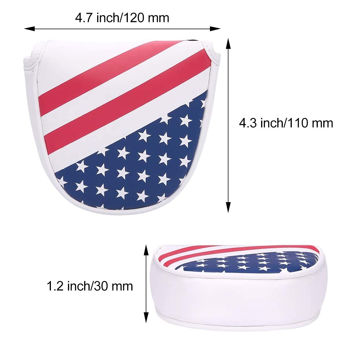 Premium Magnetic Golf Putter Headcover - Synthetic Leather Mallet & Blade Putter Cover with USA Flag Design | Ideal for Golf Club Protection & Style on the Course
