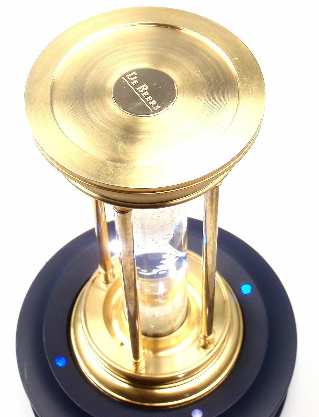 Exclusive De Beers Millennium 2000 Diamond Brass Hourglass - Rare Collectible Luxury Timepiece for Home Decor & Anniversary Gifts