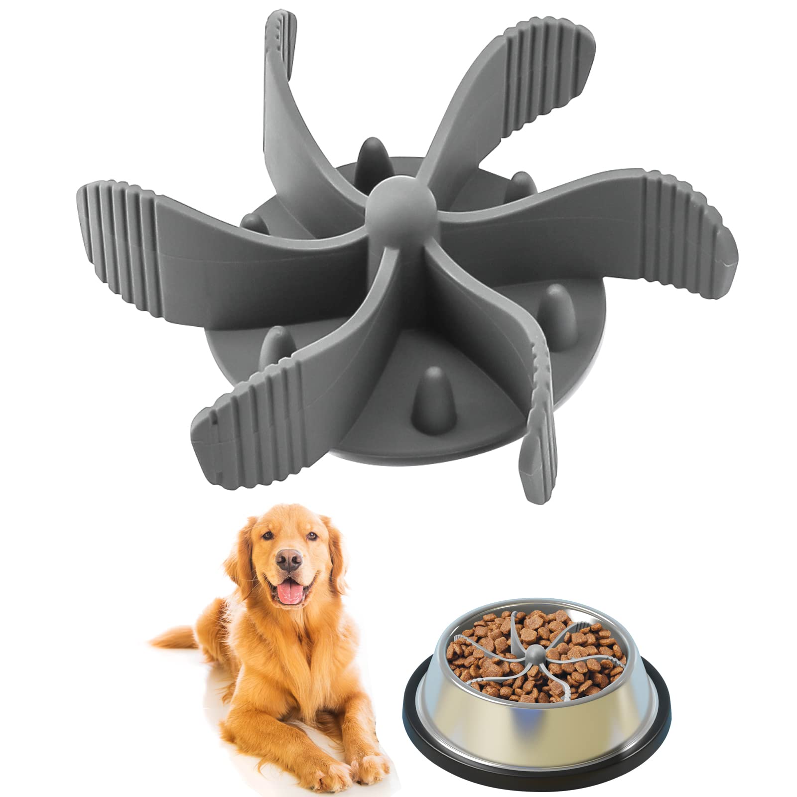 Slow Feeder Dog Bowl Insert with 36 Suction Cups - Adjustable & Cuttable Design Fits Most Pet Bowls - Perfect for Fast Eaters & Digestion Aid - Great for Mealtime Enrichment & Puzzle Feeding