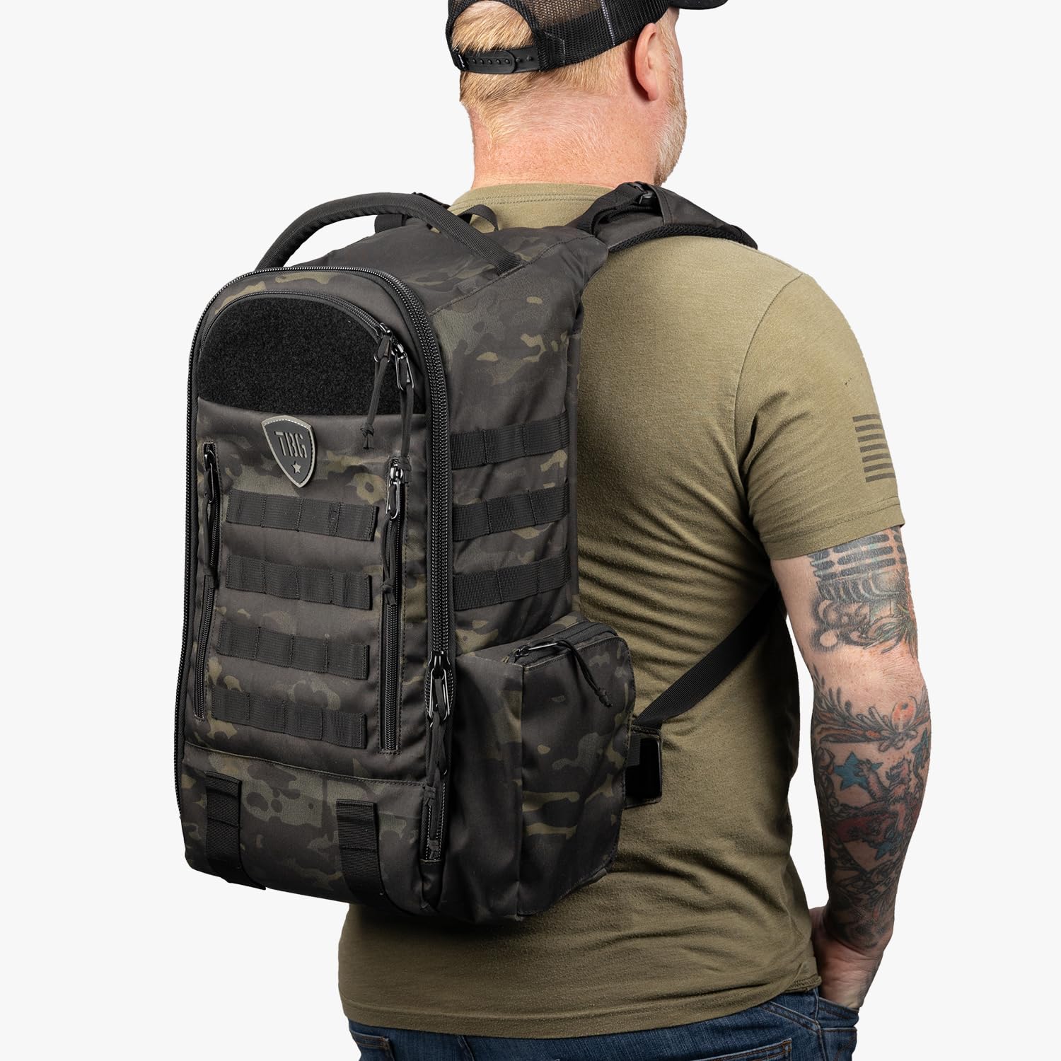 TBG - Men's Tactical Diaper Bag Backpack with Built-in Changing Pad & Stroller Straps, Waterproof Baby Diaper Organizer for Dads (Multicam Black 4th Gen) - Perfect for Travel, Hiking & Everyday Parenting